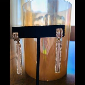 Champagne color and crystal earrings 1 1/2” L